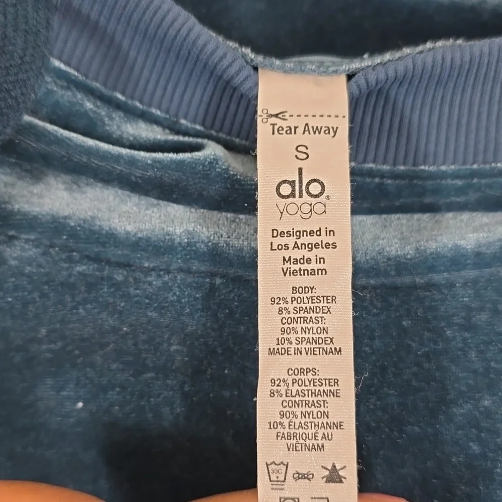 Alo Yoga Velvet Layer Long Sleeve Hooded Crop Top